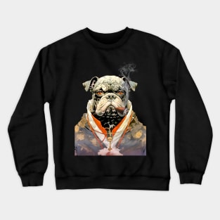 Cigar Smoking Bulldog: Nothing Bothers Me When I'm Smoking a Cigar on a dark (knocked out) background Crewneck Sweatshirt